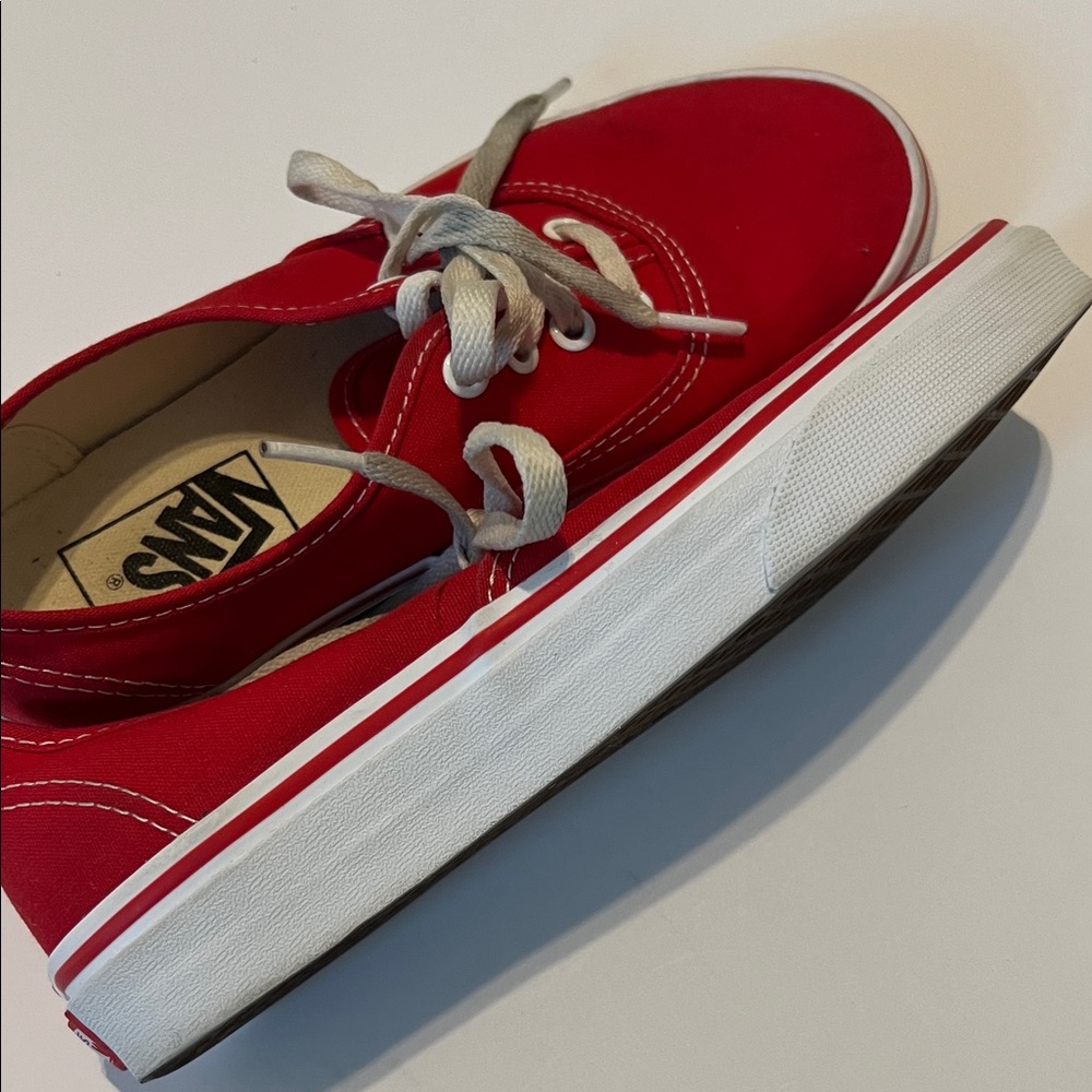 Vans Bold Red Canvas Shoes M5 W6 - Picture 5 of 6